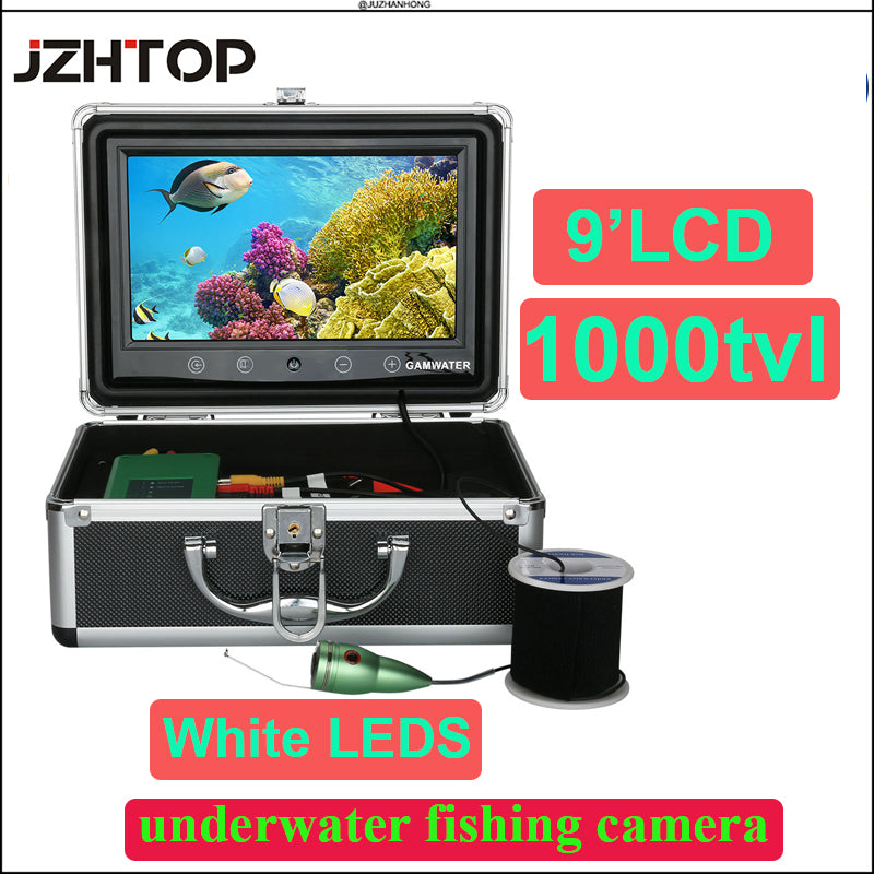 1000tvl Underwater Fishing Video Camera Kit 6 PCS LED Lights with 9" Inch Color Monitor