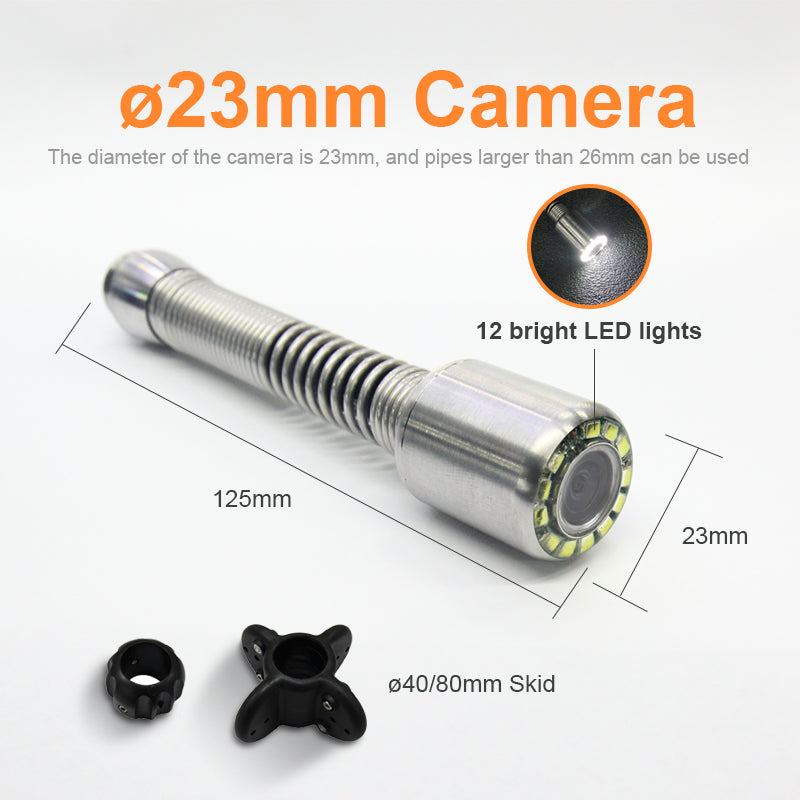 2023 Newest 23mm Drain Sewer Endoscope Camera Pipeline Inspection Handheld Screen 8Xzoom 5mm Fiberglass Cable