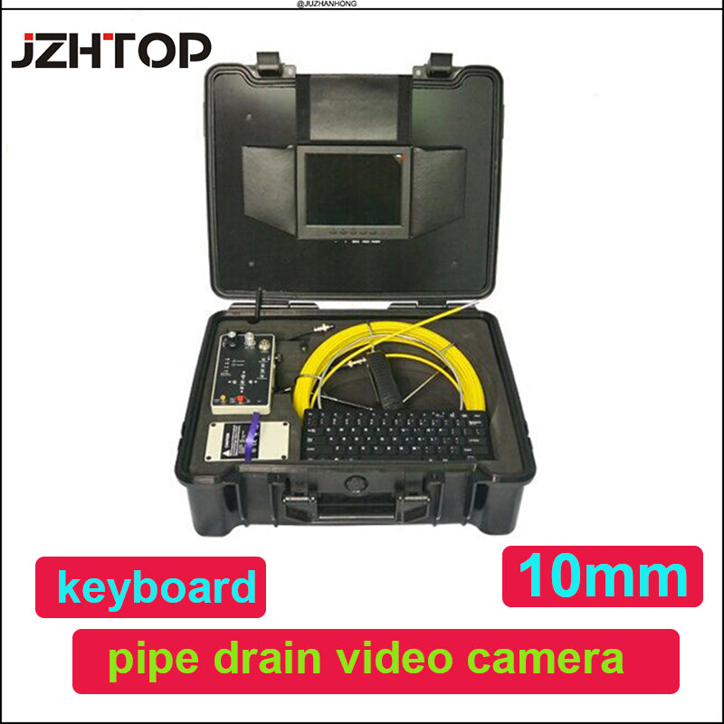 10mm Pipe Video Endoscope Drain Sewer Inspection System Strong Cable DVR Meter Counter Option 8'LCD Monitor Keyboard