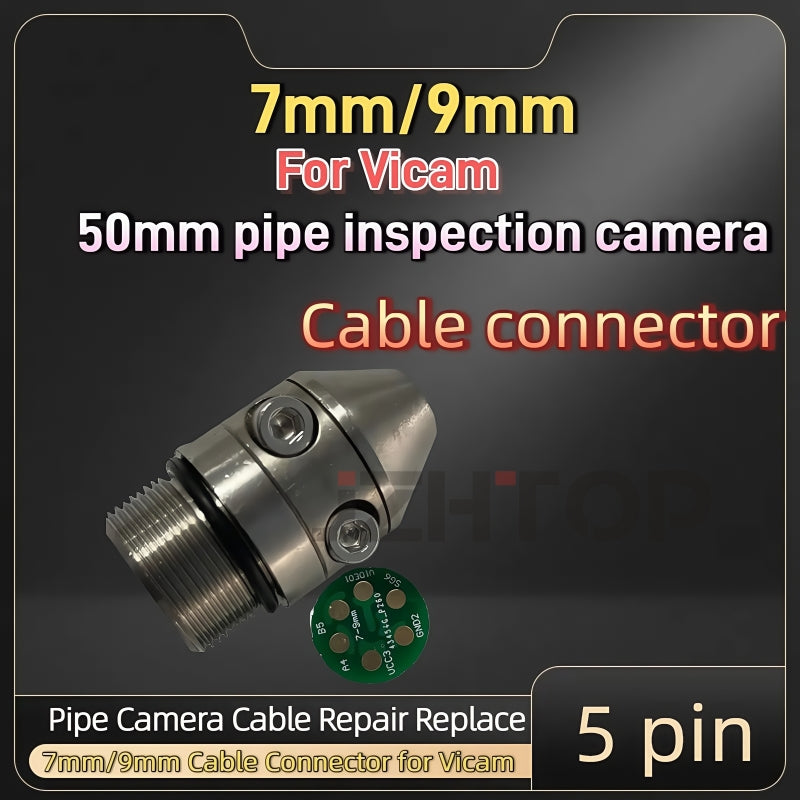 5 Pin Pipe Camera Cable Connector Repair Kit For Vicam PT50mm Pipe Camera 9mm Cable Replacement