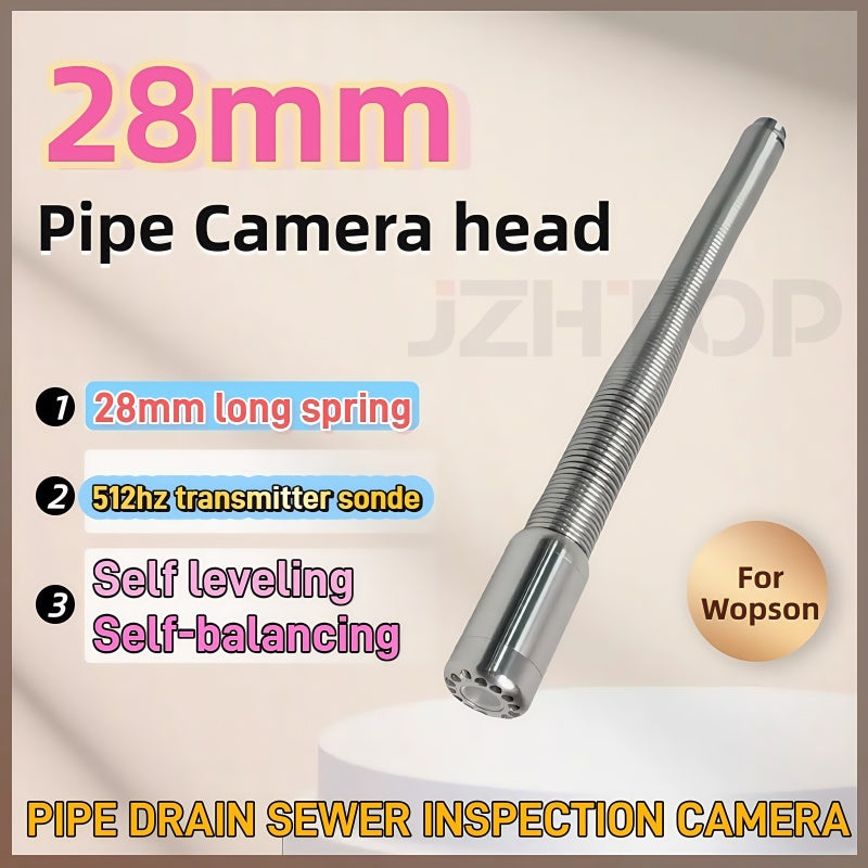 28mm Self-balance Pipe Drain Sewer Inspection Camera Head Replacement 28mm Self Balance Camera Head 12PCS white LEDS Long Spring 512hz Sonde Option