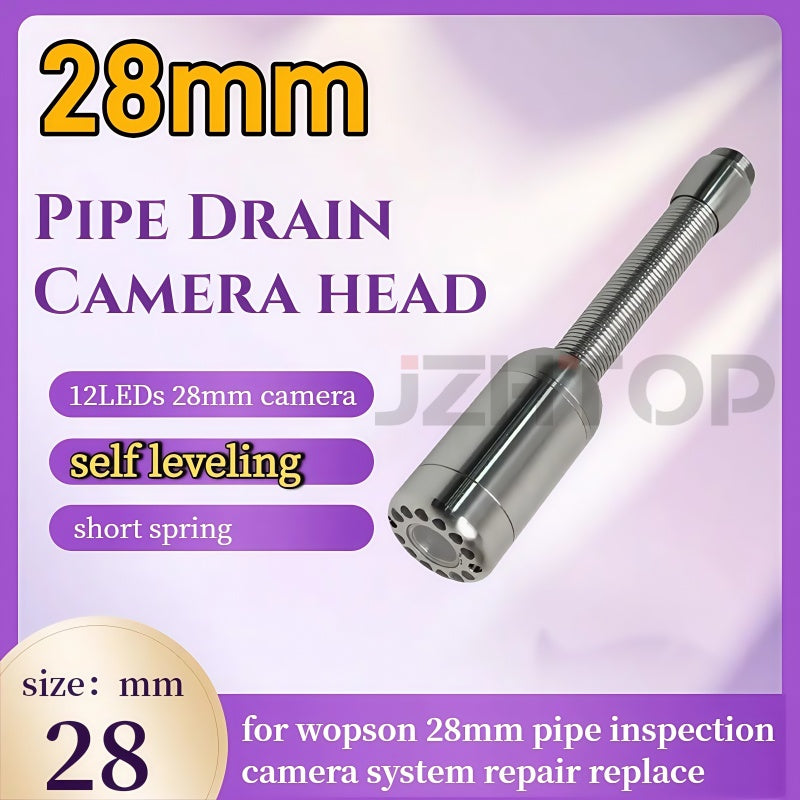 28mm Self-balance Pipe Drain Sewer Inspection Camera Head Replacement 28mm Self Balance Camera Head 12PCS white LEDS Long Spring 512hz Sonde Option