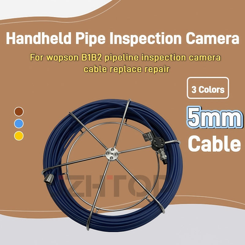 5mm Hard Cable Handheld Pipe Inspection Camera Cable Repair Replacement With Connector Blue Red Yellow