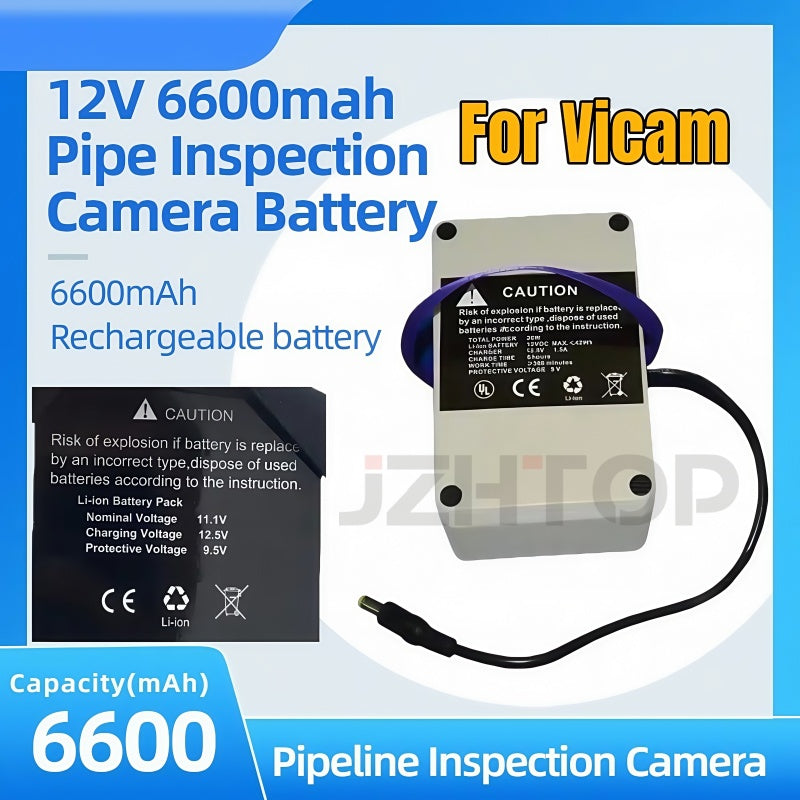 12V 6600mah Lithium Battery Recharge Chargeable Power Supply For Vicam Brand Pipe Inspection Camera System