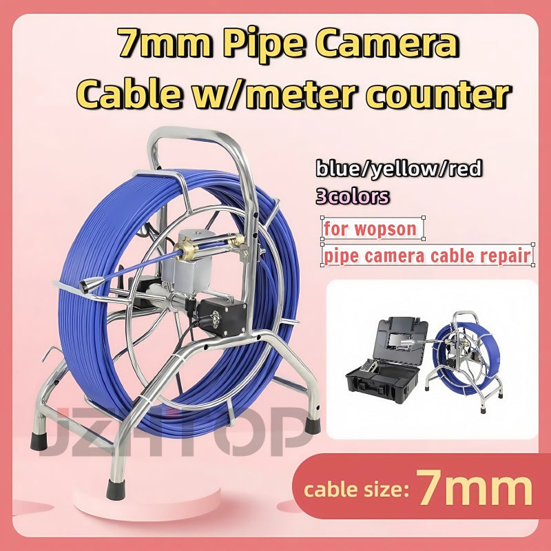 60meter 7mm Hard Cable With Meter Counter Cable Coil For Wopson Pipe Inspection Camera System Replace Repairement