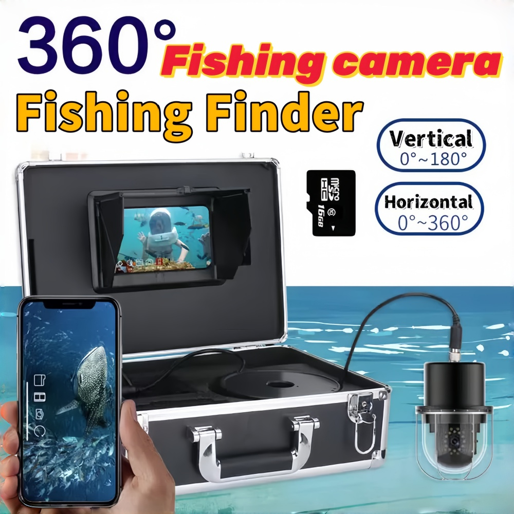 Underwater Fishing Camera 20LEDs 360 Rotation Panoramic Dome Rotating Fish Finder 20M 50M 100M Cable DVR 7'LCD