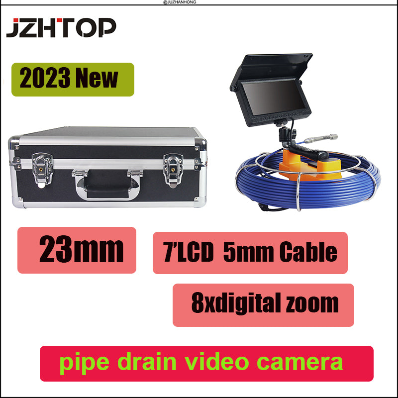 2023 Newest 23mm Drain Sewer Endoscope Camera Pipeline Inspection Handheld Screen 8Xzoom 5mm Fiberglass Cable