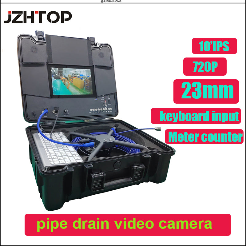 23mm Pipe Video Endoscope Self Leveling Drain Sewer Inspection Snake Camera 10'IPS Keyboard Meter Counter 8800mah Battery