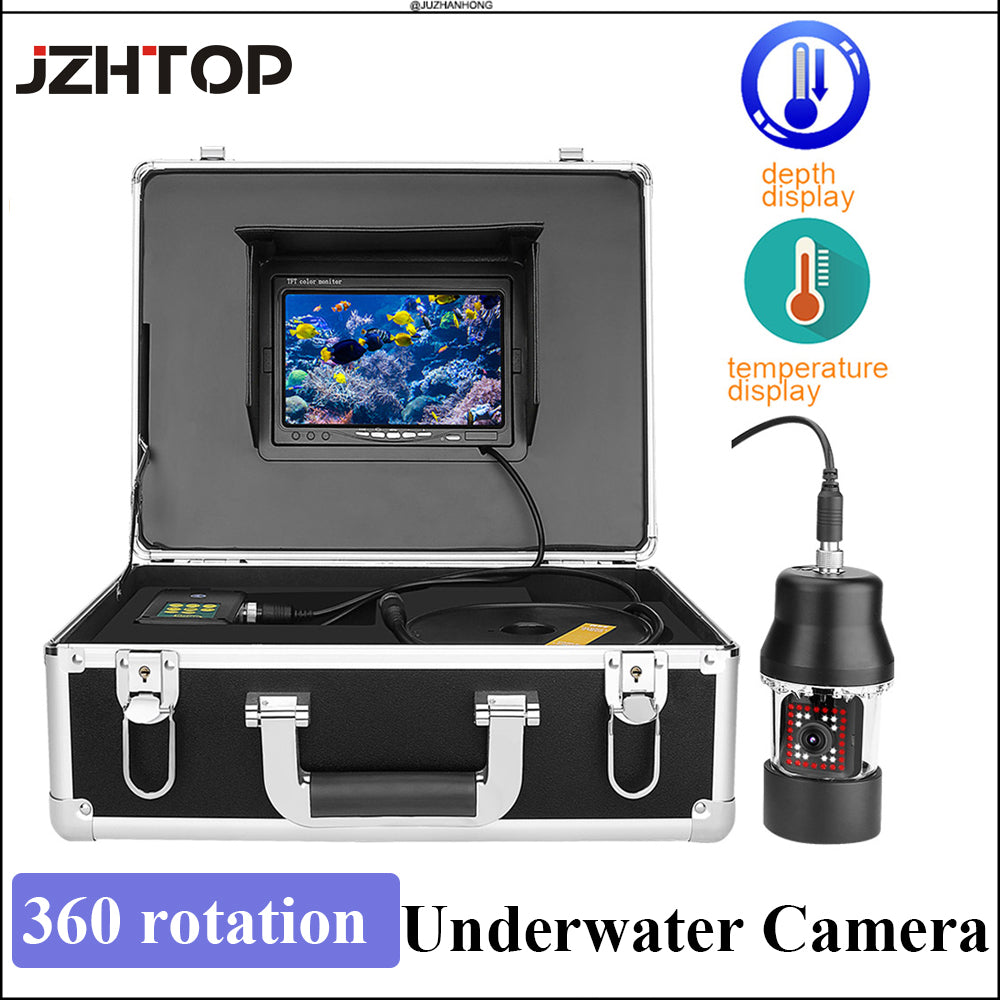 360 Rotation Underwater Video Camera 7'LCD Monitor DVR Recording 5mm Soft Cable 38LEDs Fishing Waterproof Temperature Depth Display