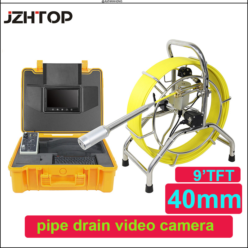 9'Touch Screen Pipe Inspection Camera System 40mm Self Leveling 60m Cable Meter Counter DVR 512hz Transmitter Locator Keyboard