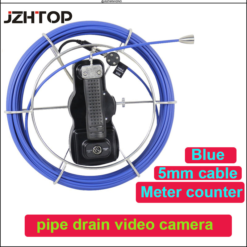 28mm pipe locating video inspection camera system keyboard input meter counter long spring self leveling balance DVR 7'LCD ABS Case