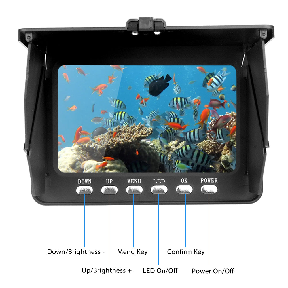 5'HD 1080P Fish Finder Underwater Fishing Camera DVR 5000mah Battery 20xzoom 4 IR LEDS 4 White LEDs