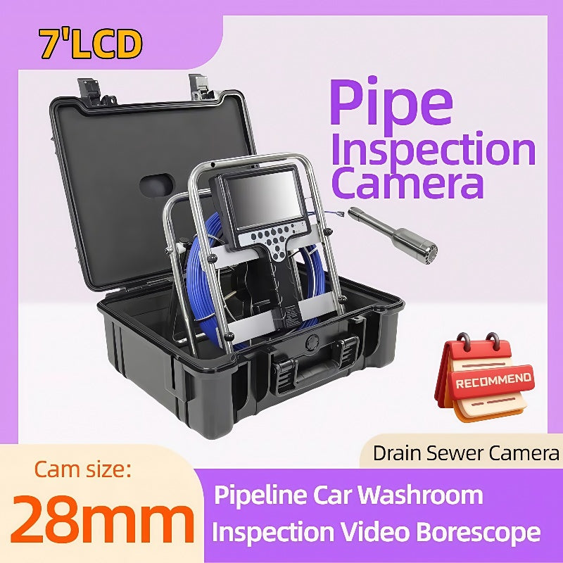 28mm Self Balance Self Leveling Drain Sewer Pipe Inspection Camera System LED Lights Color Monitor Portable Borescope