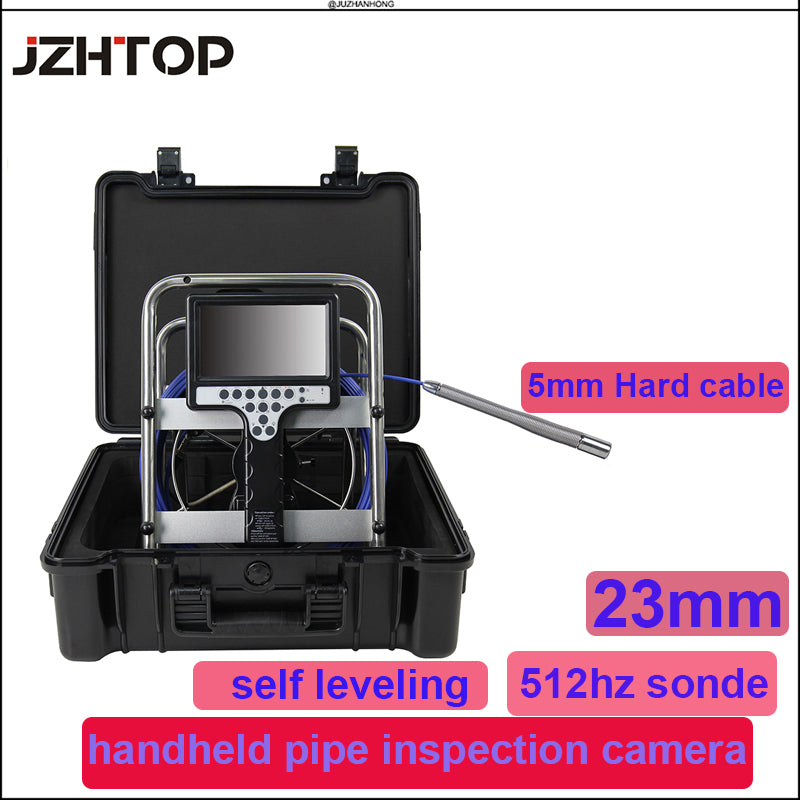 7mm Soft Red Cable Long Spring Self Leveling 23mm 512hz Sonde Pipe Sewer Drain Inspection Camera Endoscope Borescope Meter Counter 7'LCD Monitor