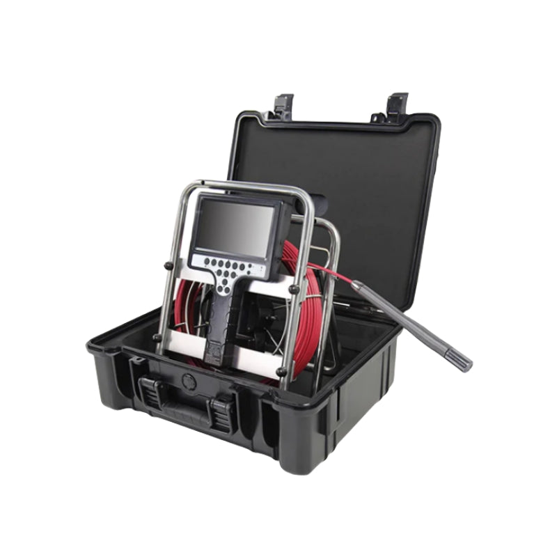 7mm Soft Red Cable Long Spring Self Leveling 23mm 512hz Sonde Pipe Sewer Drain Inspection Camera Endoscope Borescope Meter Counter 7'LCD Monitor