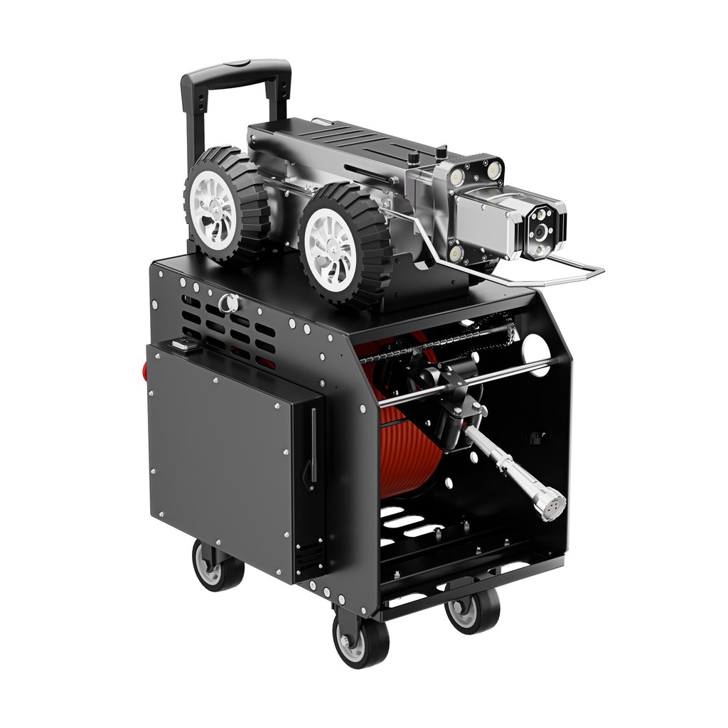 328Feet 100m Cable Drain Sewer Pipe Inspection Robot Dual 2MP Camera 4WD 10.4'tablet PC 360 Rotation Video Camera