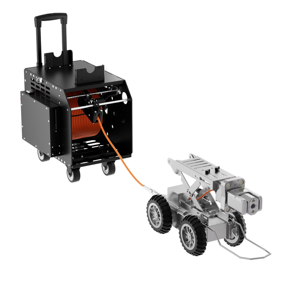 328Feet 100m Cable Drain Sewer Pipe Inspection Robot Dual 2MP Camera 4WD 10.4'tablet PC 360 Rotation Video Camera