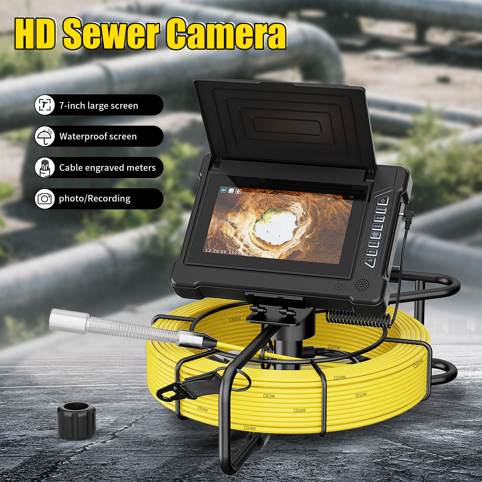17mm 23mm Pipe Inspection Camera System Pipeline Drain Sewer Endoscope Borescope with Monitor