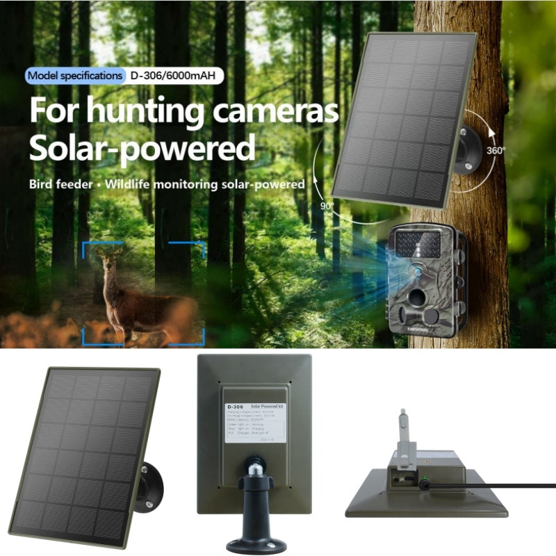 Solar Powered Kit 3W 5V 6000mah Battery Solar Panel For Hunting Camera Wildlife Monitoring Bird Feeder Power Supply