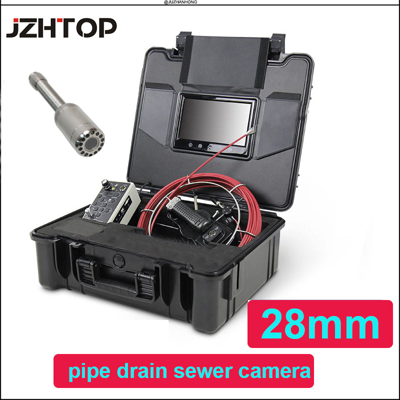 28mm Self Leveling Drain Sewer Pipeline Inspection Camera System W/7inch Monitor Meter Counter 50m Cable DVR Video Endoscope