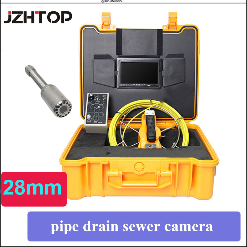 28mm Self Leveling Drain Sewer Pipeline Inspection Camera System W/7inch Monitor Meter Counter 50m Cable DVR Video Endoscope