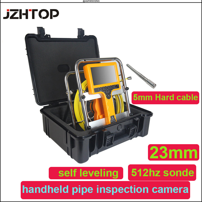 7mm Soft Red Cable Long Spring Self Leveling 23mm 512hz Sonde Pipe Sewer Drain Inspection Camera Endoscope Borescope Meter Counter 7'LCD Monitor