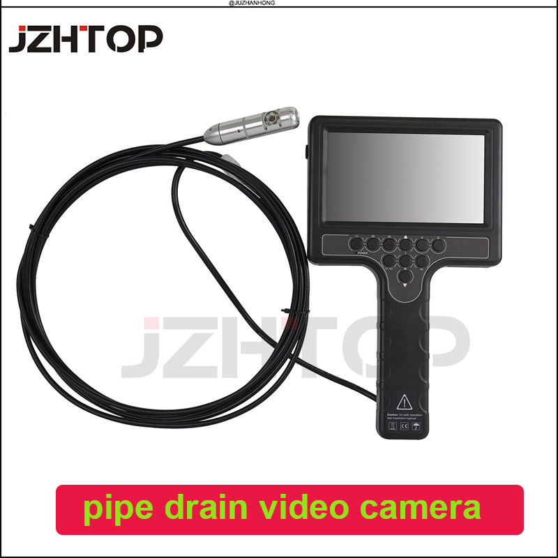 Dual Lens 22mm Pipe Endoscope Camera 720P 7'LCD 5mt Cable Drain Sewer Video Inspection Camera 360 Pan Rotation