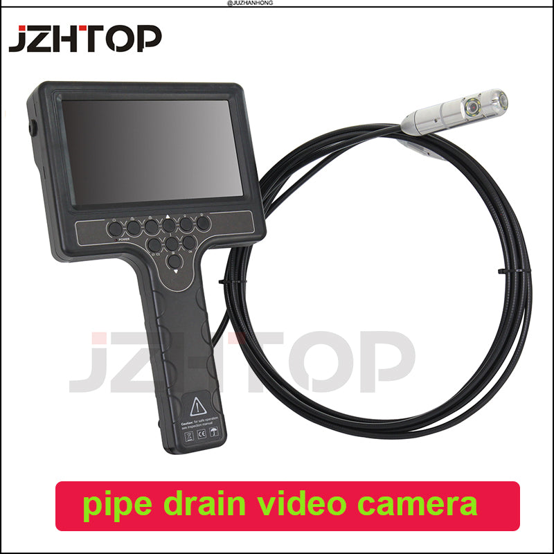 Dual Lens 22mm Pipe Endoscope Camera 720P 7'LCD 5mt Cable Drain Sewer Video Inspection Camera 360 Pan Rotation