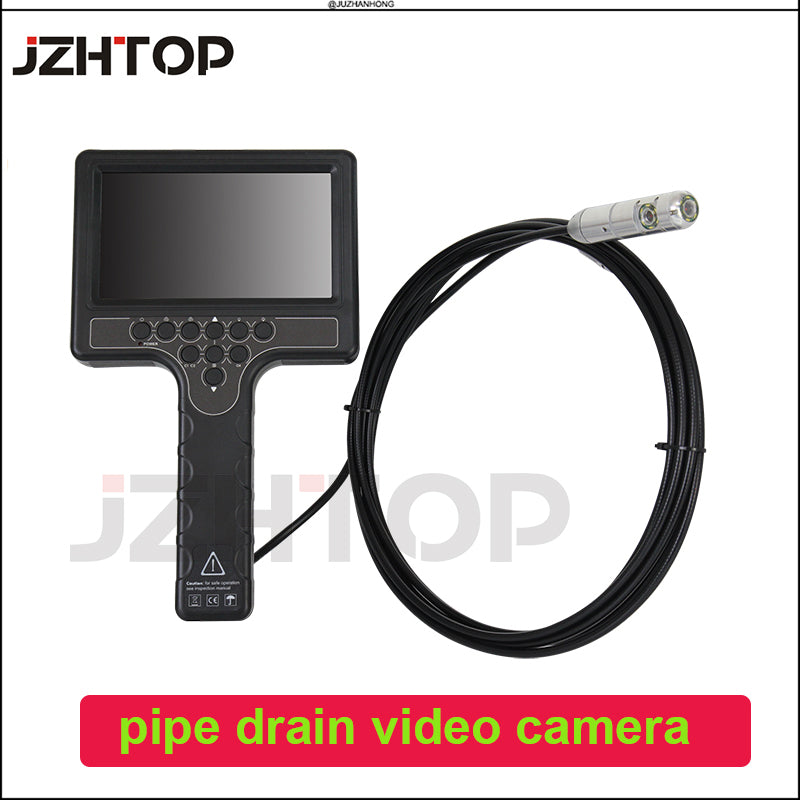 Dual Lens 22mm Pipe Endoscope Camera 720P 7'LCD 5mt Cable Drain Sewer Video Inspection Camera 360 Pan Rotation