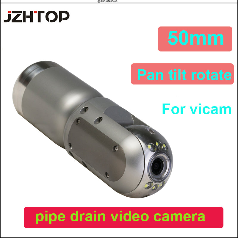 50mm Pan Tilt HD Pipe Camera System 360 Rotation 10'IPS LCD Keyboard 720P Video Waterproof Drain Sewer Snake Camera 60meter 7mm Cable