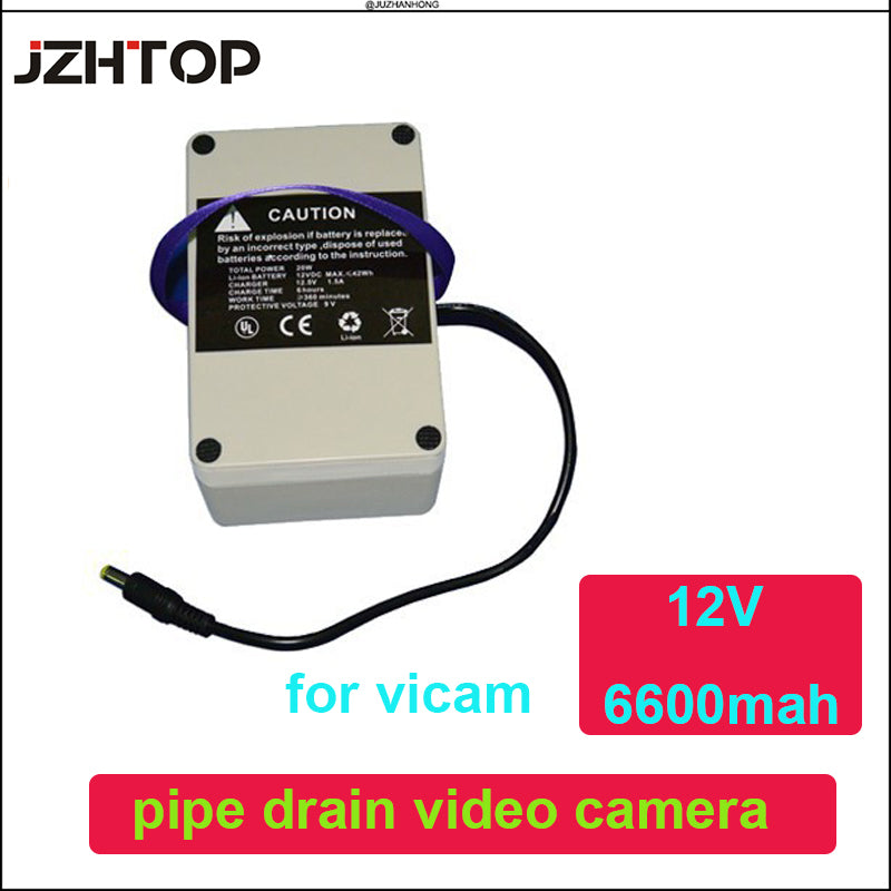 12V 6600mah Lithium Battery Recharge Chargeable Power Supply For Vicam Brand Pipe Inspection Camera System