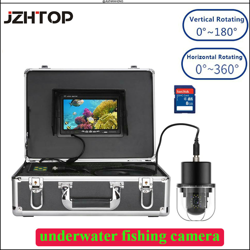 Underwater Fishing Camera 20LEDs 360 Rotation Panoramic Dome Rotating Fish Finder 20M 50M 100M Cable DVR 7'LCD