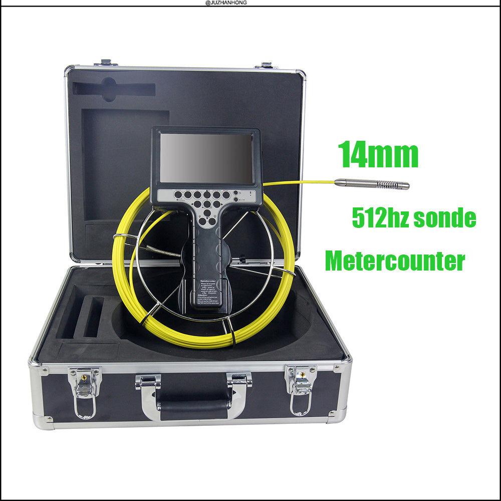 14mm Video Pipe Inspection Camera Drain Sewer Detection Borescope Endoscope System Kit Handheld 7'LCD DVR For Closestool 512hz Sonde Meter Counter option