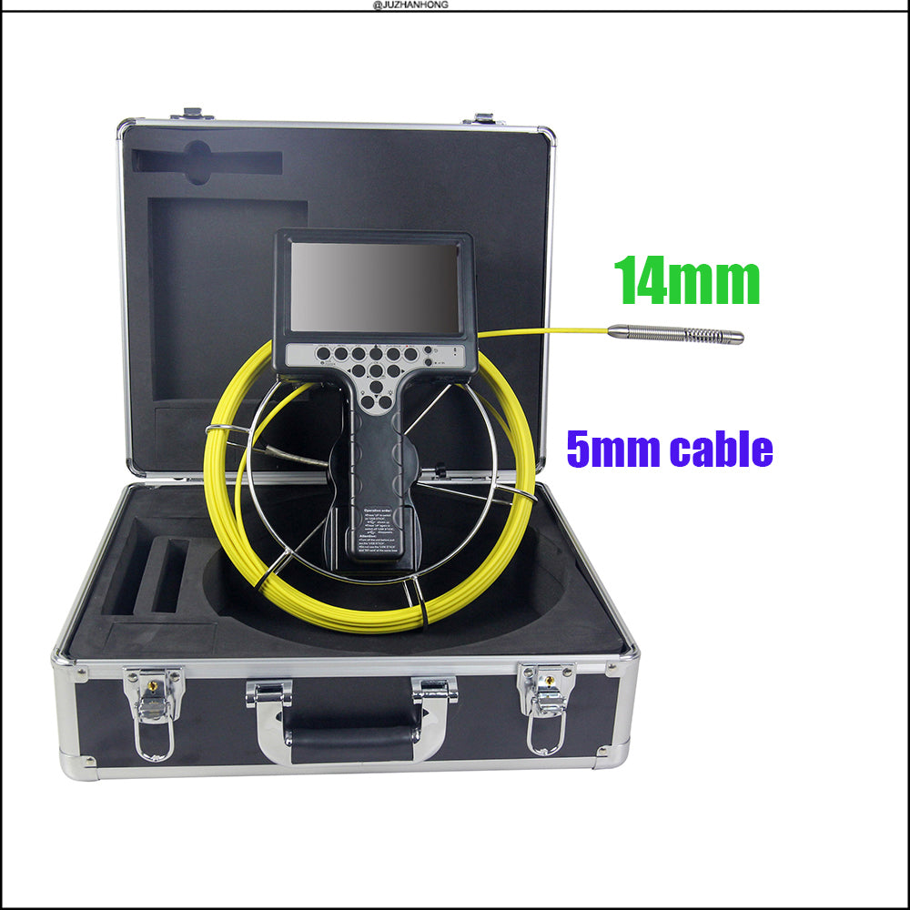 14mm Video Pipe Inspection Camera Drain Sewer Detection Borescope Endoscope System Kit Handheld 7'LCD DVR For Closestool 512hz Sonde Meter Counter option