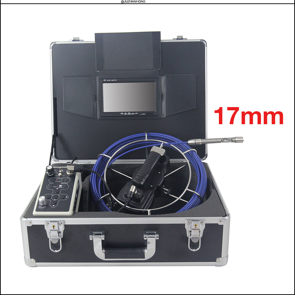 Pipeline Inspection Camera Video Borescope Drain Sewer Endoscope 30 Meter 5mm Cable 17mm Camera Head 7'TFT Monitor