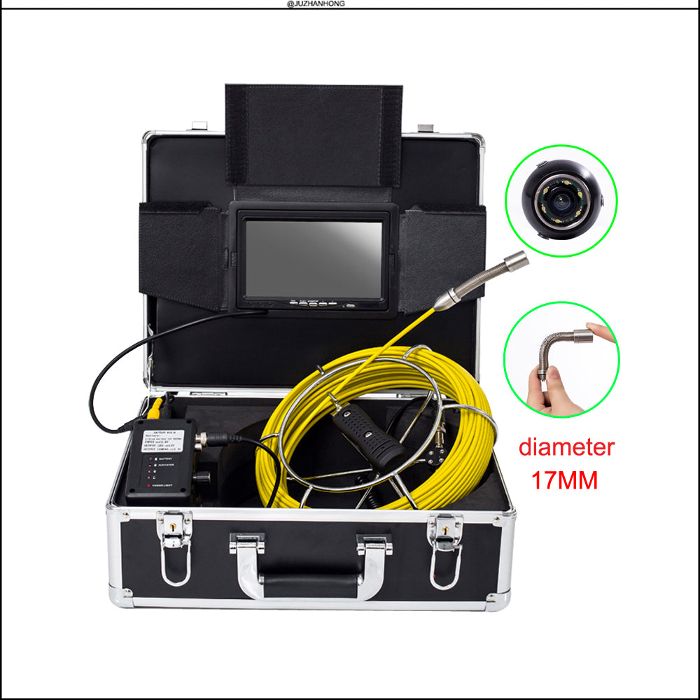 17mm Pipe Inspection Camera Drain Sewer Video Detection Camera Endoscope Borescope Industrial 7'Screen Battery