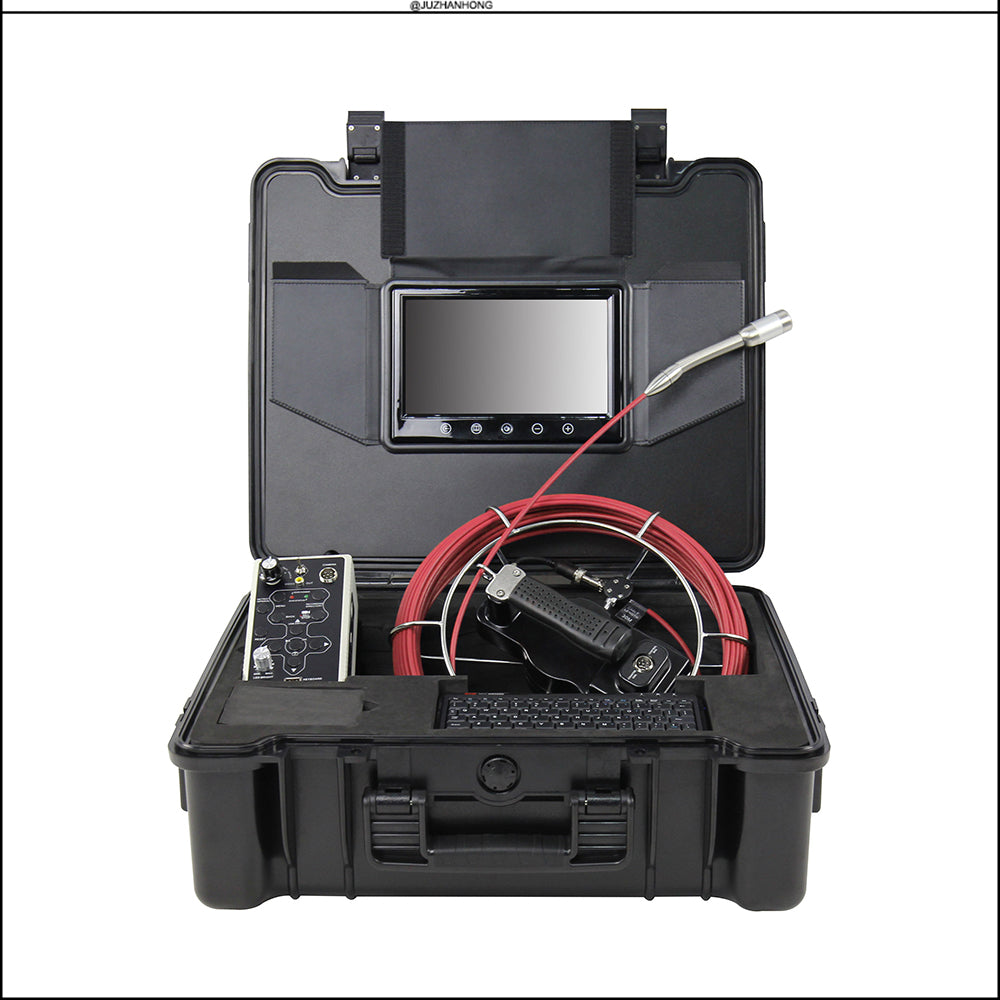 Hard Cable 23mm Pipeline Drain Inspection Camera 512hz Pipe Locator DVR Keyboard 9 'Touch LCD Meter Counter