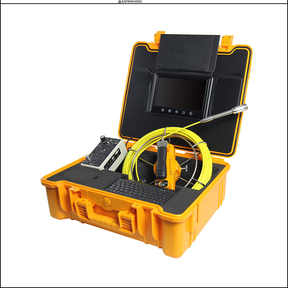 Hard Cable 23mm Pipeline Drain Inspection Camera 512hz Pipe Locator DVR Keyboard 9 'Touch LCD Meter Counter