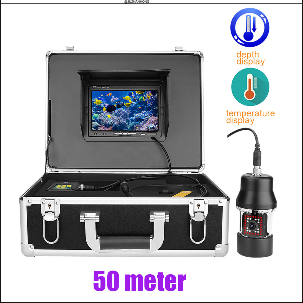 360 Rotation Underwater Video Camera 7'LCD Monitor DVR Recording 5mm Soft Cable 38LEDs Fishing Waterproof Temperature Depth Display