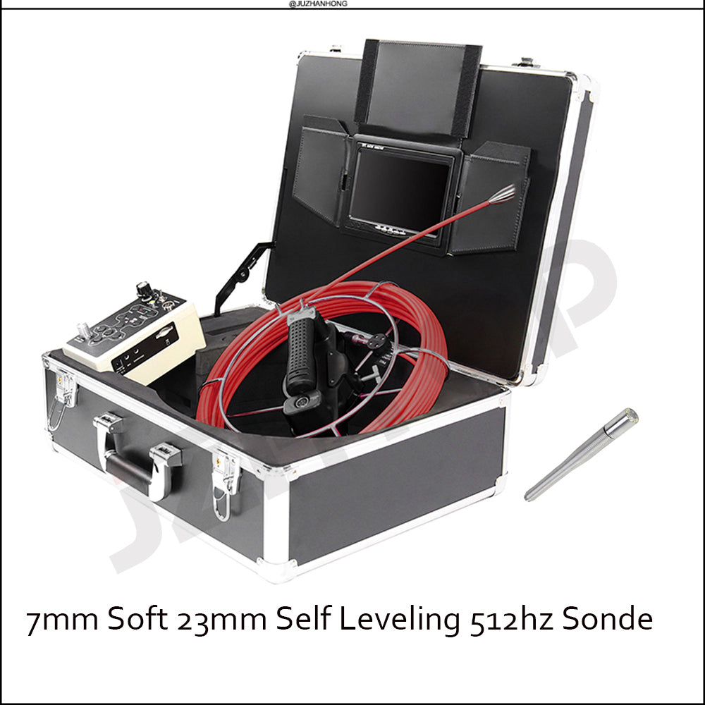 7mm Soft Cable 23mm Pipe Drain Sewer Inspection Camera System 512hz Sonde Self Leveling Balance Video Endoscope Borescope 7'LCD