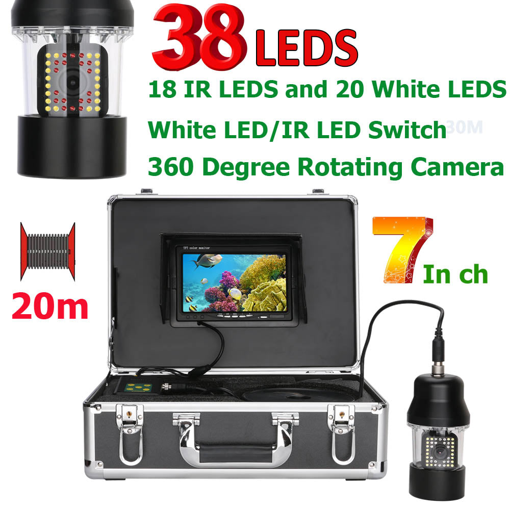 Underwater Fishing Video Camera Fish Finder Waterproof IP68 38 LEDs DVR Recorder 7'LCD Screen Black Silver CCD Camera 4500mah