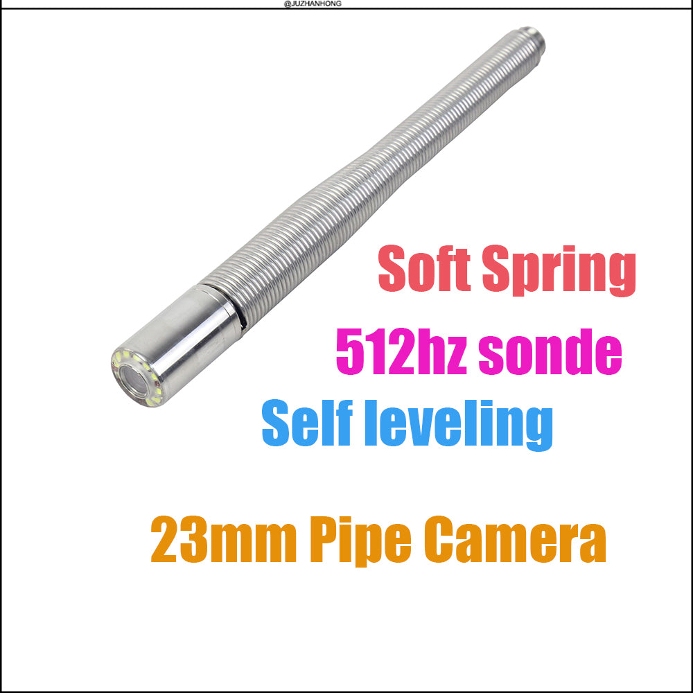 7mm Soft Red Cable Long Spring Self Leveling 23mm 512hz Sonde Pipe Sewer Drain Inspection Camera Endoscope Borescope Meter Counter 7'LCD Monitor
