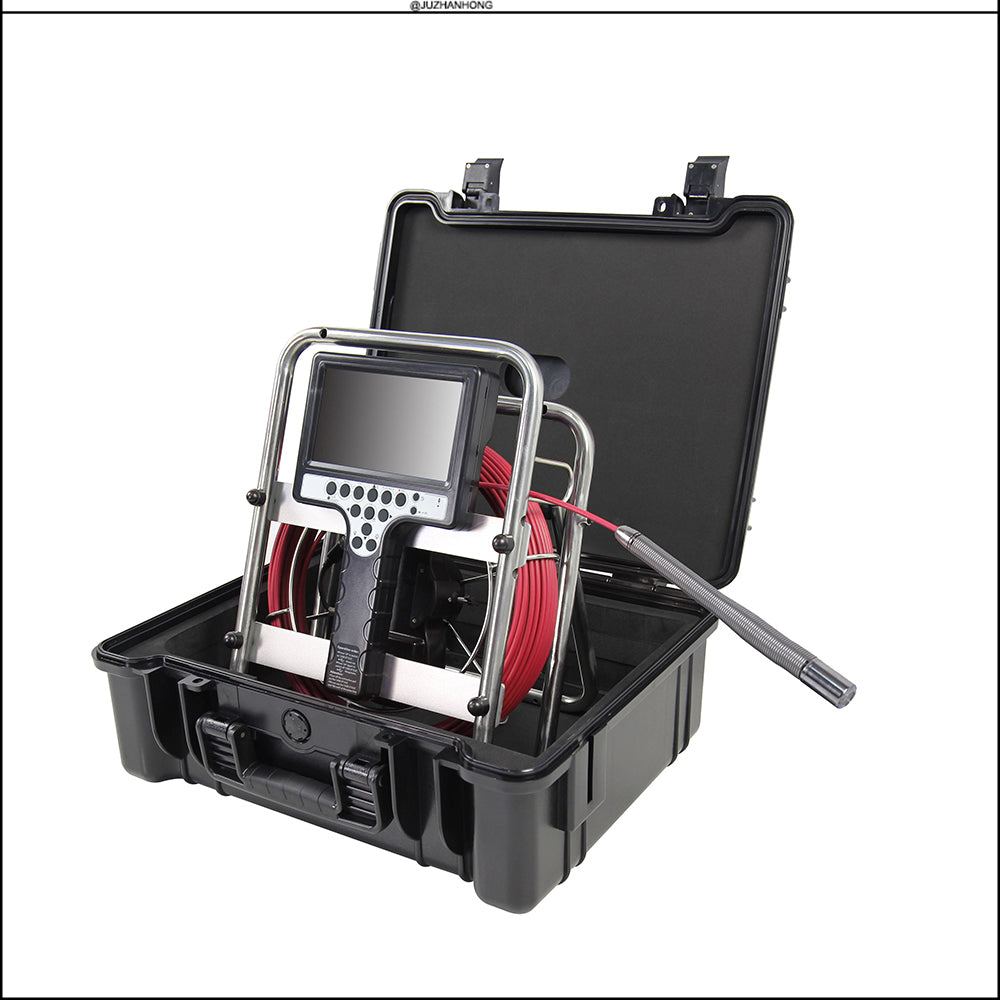 7mm Soft Red Cable Long Spring Self Leveling 23mm 512hz Sonde Pipe Sewer Drain Inspection Camera Endoscope Borescope Meter Counter 7'LCD Monitor